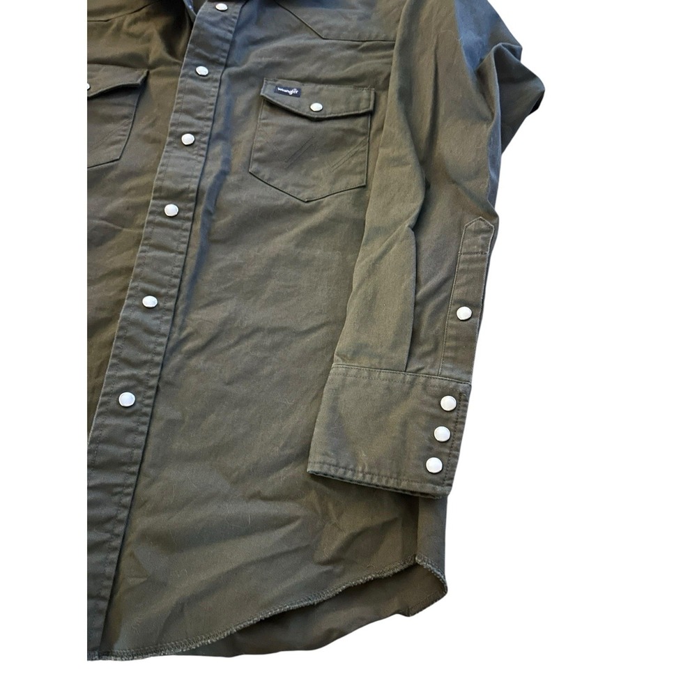 Wrangler Mens Western Pearl Snap Heavy Cotton Like Brushpopper M - Picture 2 of 7